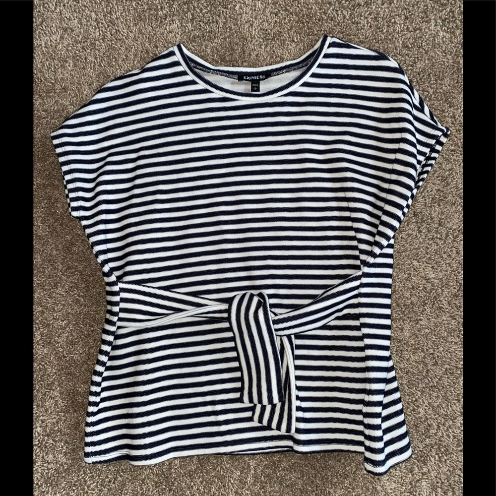 Express navy and white striped top